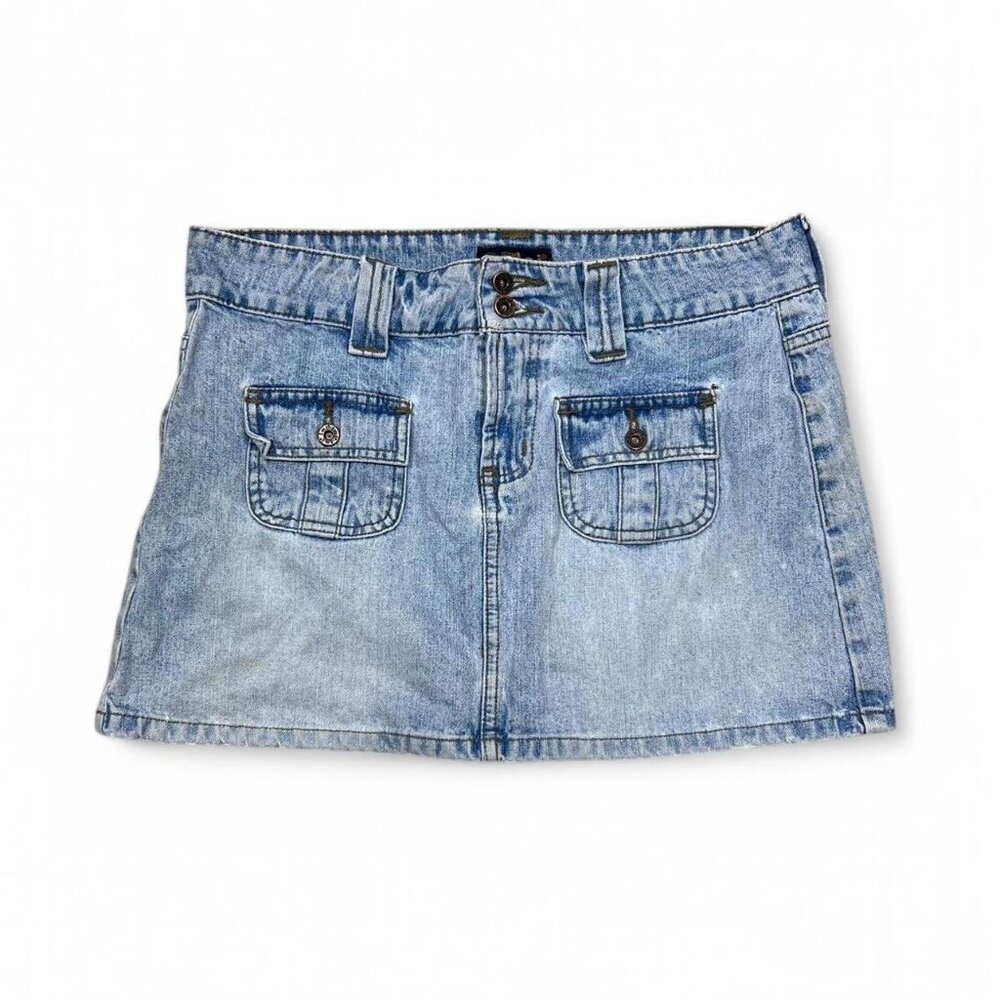 Vintage L.E.I. Low Rise Blue‎ Denim Mini Skirt Y2K Size 7